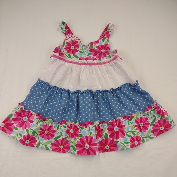 Sweet Heart Rose Other - Sweet Heart Rose Girls 2t Dress Layered Floral Cottage Quilt Pink Blue Feminine